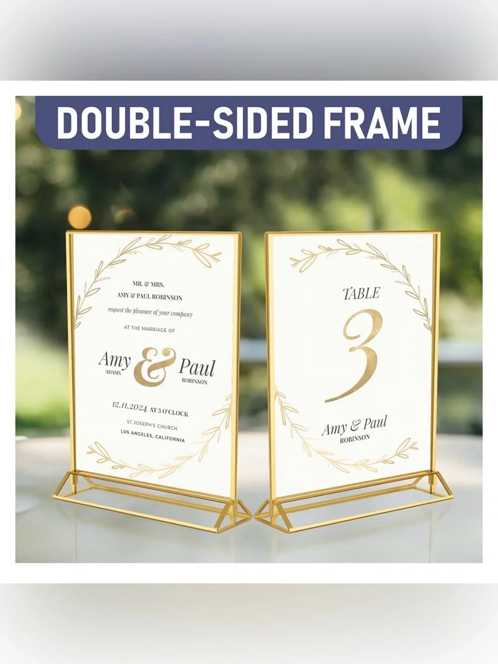 Gold Picture Frame Table Number Holders - Sign Holders 4x6 inches